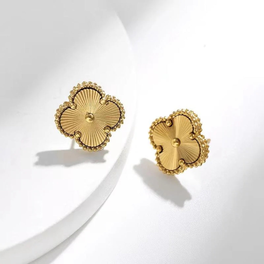 CLOVER Gold Earrings - Elegant Clover Design