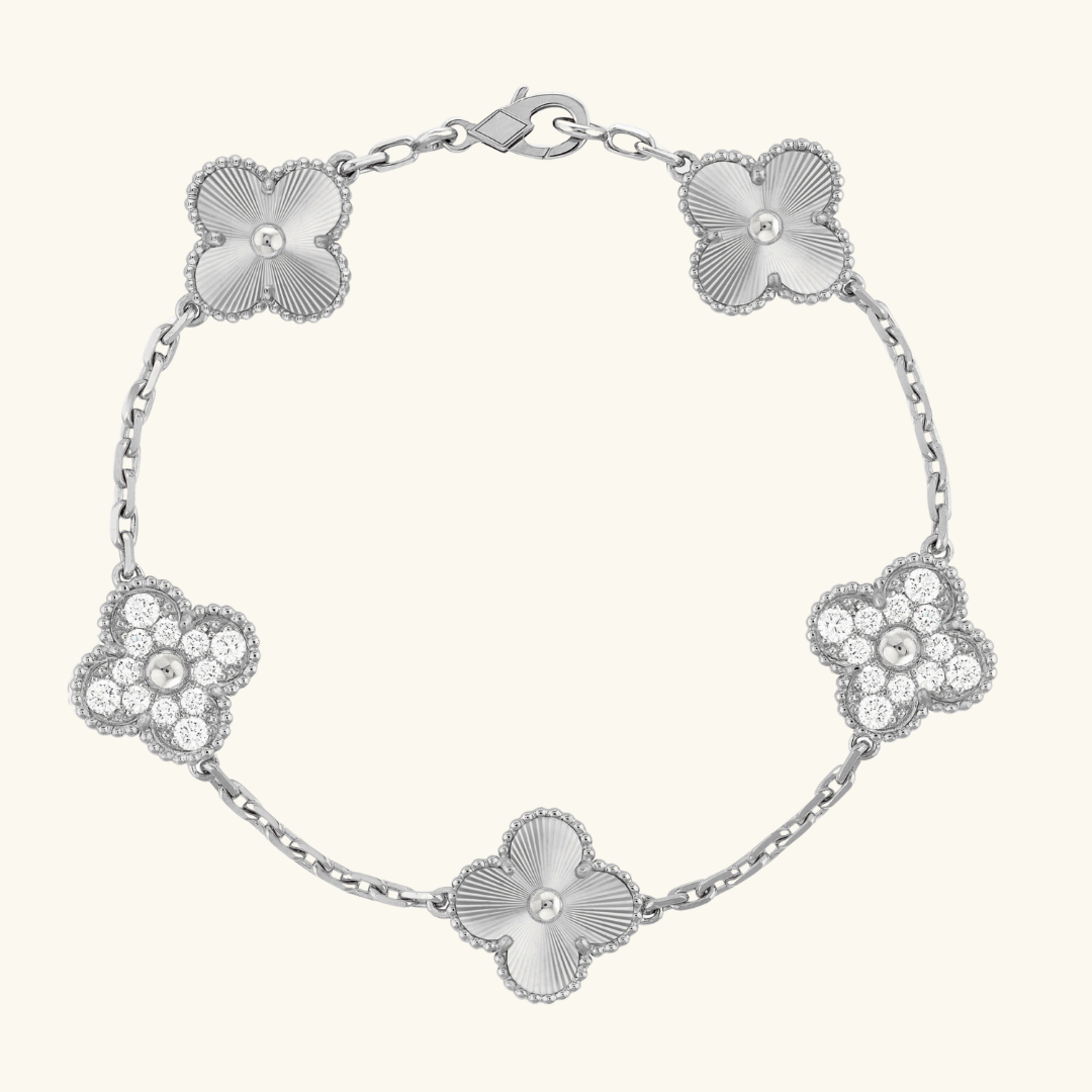 CLOVER | Prestige Silver Guilloché Bracelet