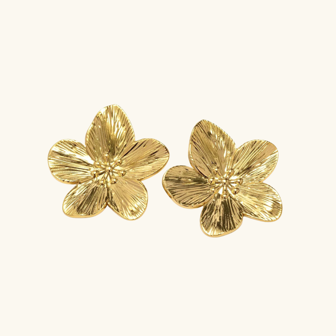 Gold Jasmine Earrings - Elegant Floral Design