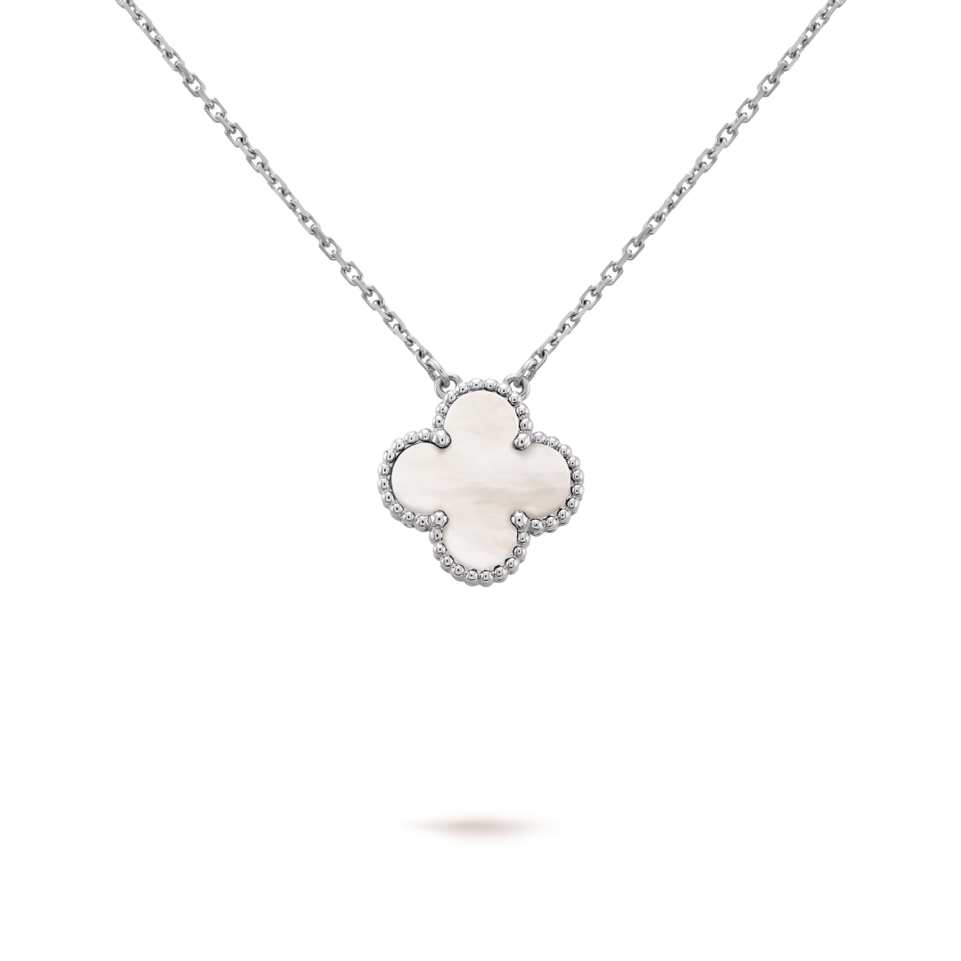 CLOVER White and Silver Necklace