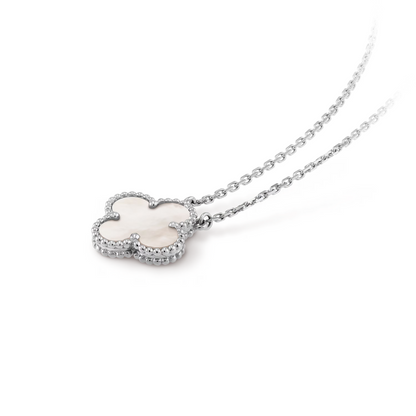 CLOVER White and Silver Necklace