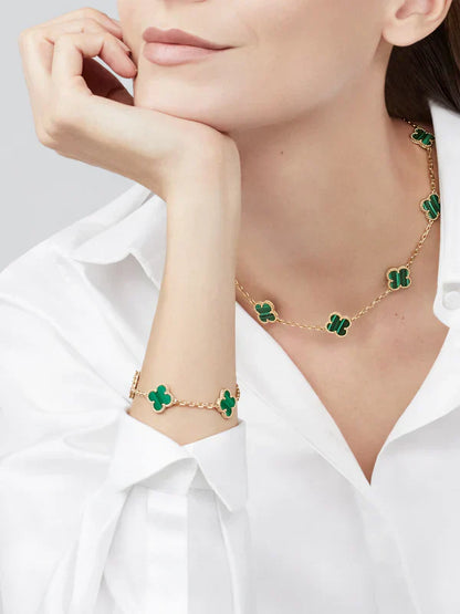 CLOVER | 10-Motif Green Necklace - Vibrant Green Statement Piece
