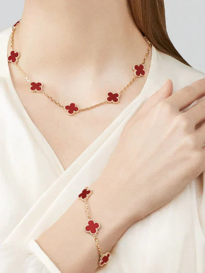 CLOVER | Red Necklace with 10 Motifs