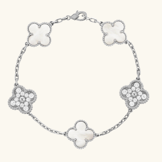 CLOVER Prestige Silver & White Bracelet