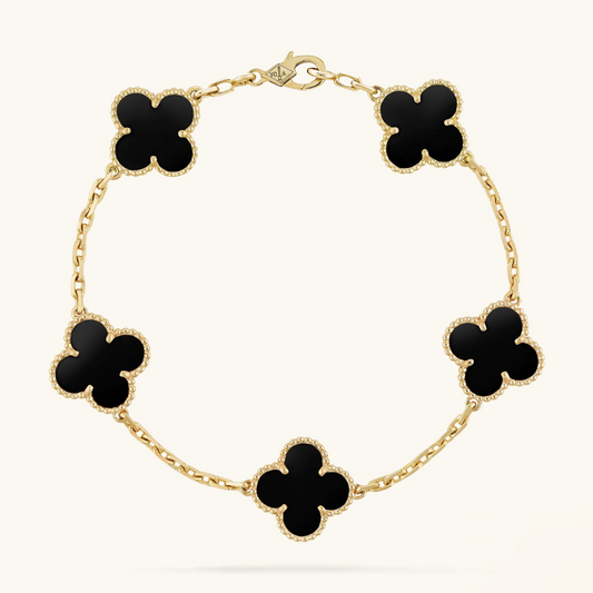 CLOVER Black & Gold Two-Tone Bracelet