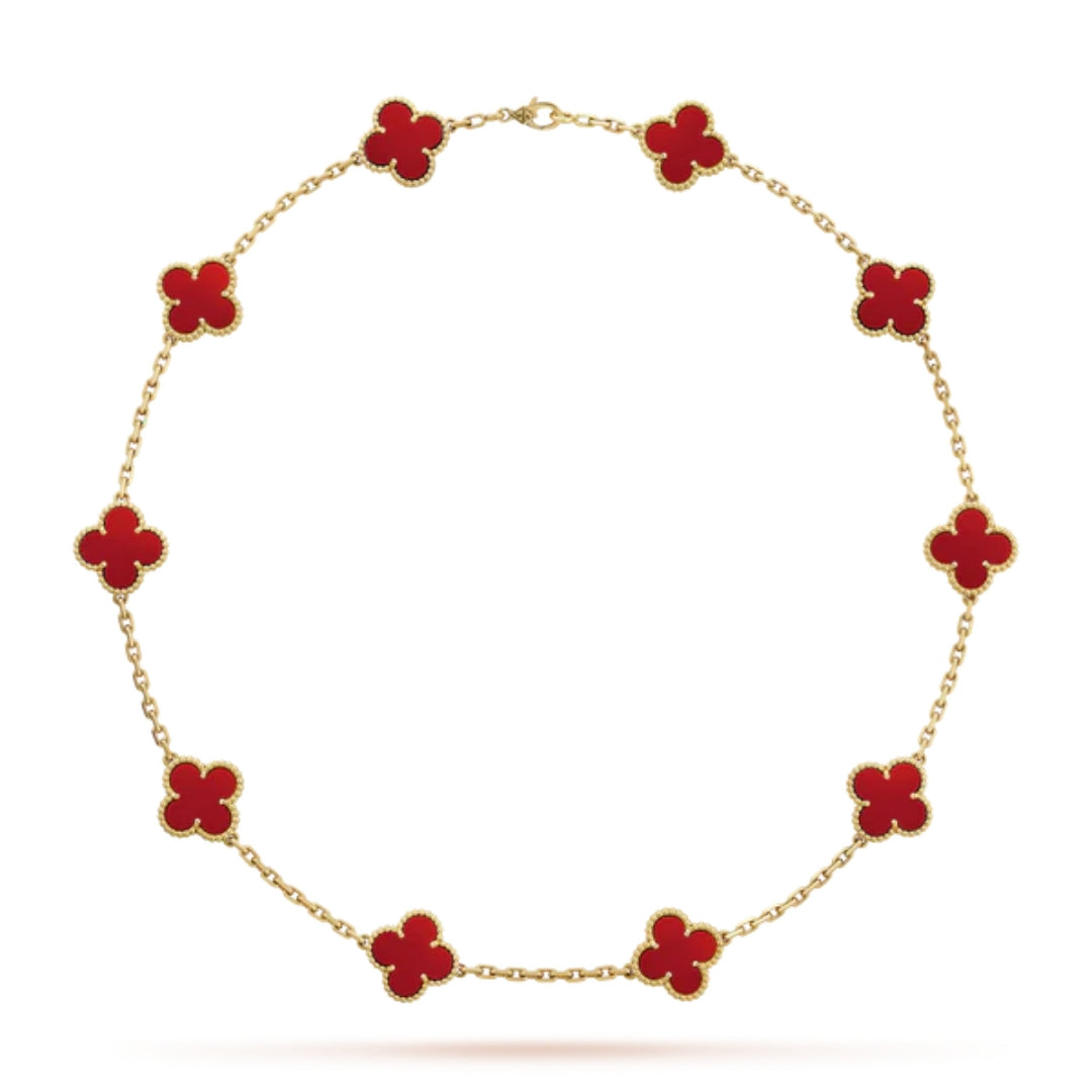 CLOVER | Red Necklace with 10 Motifs
