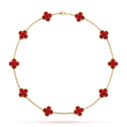 CLOVER | Red Necklace with 10 Motifs