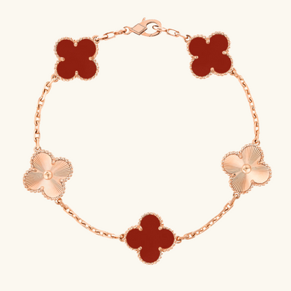 CLOVER | Exquisite Red Rose Gold Guilloché Bracelet