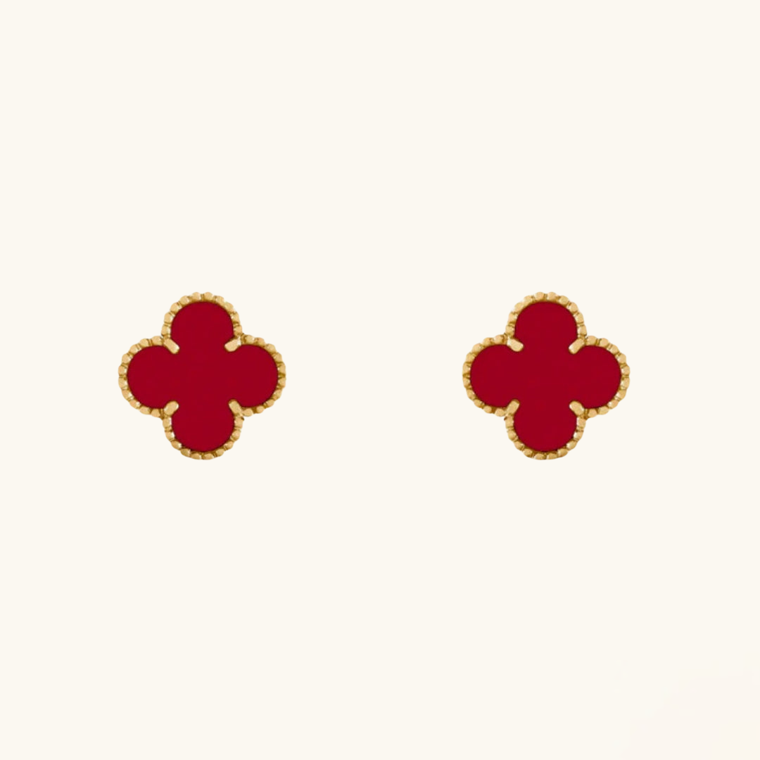 Clover Red Earrings - Elegant Everyday Shine