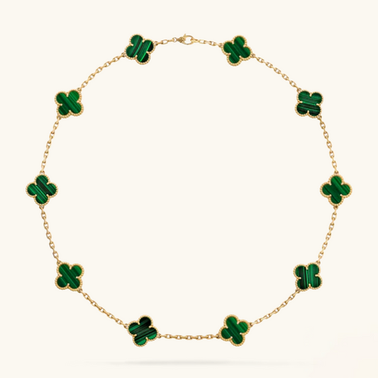 CLOVER | 10-Motif Green Necklace - Vibrant Green Statement Piece