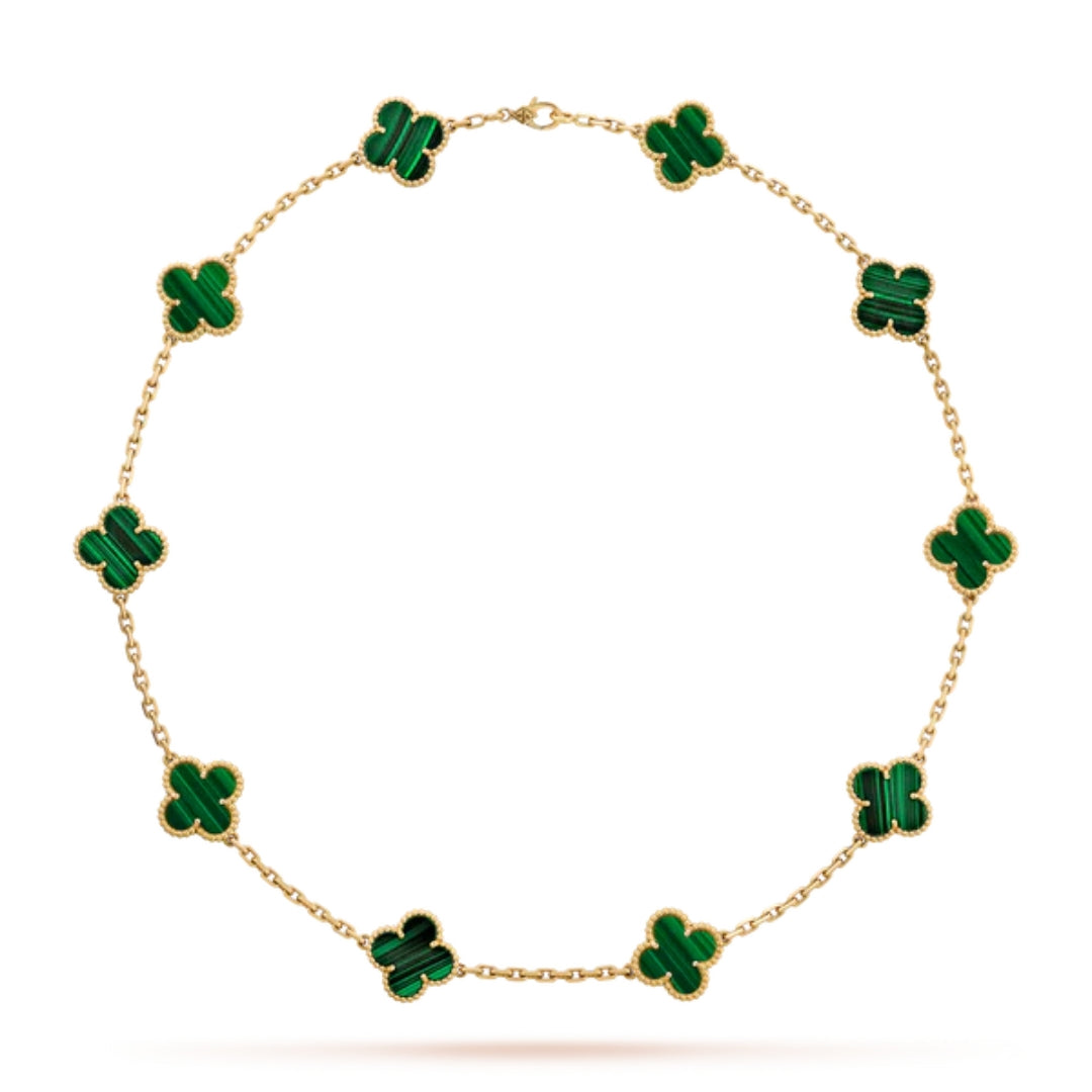 CLOVER | 10-Motif Green Necklace - Vibrant Green Statement Piece