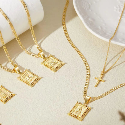 2pc 14k Initial & Cross Necklace Set