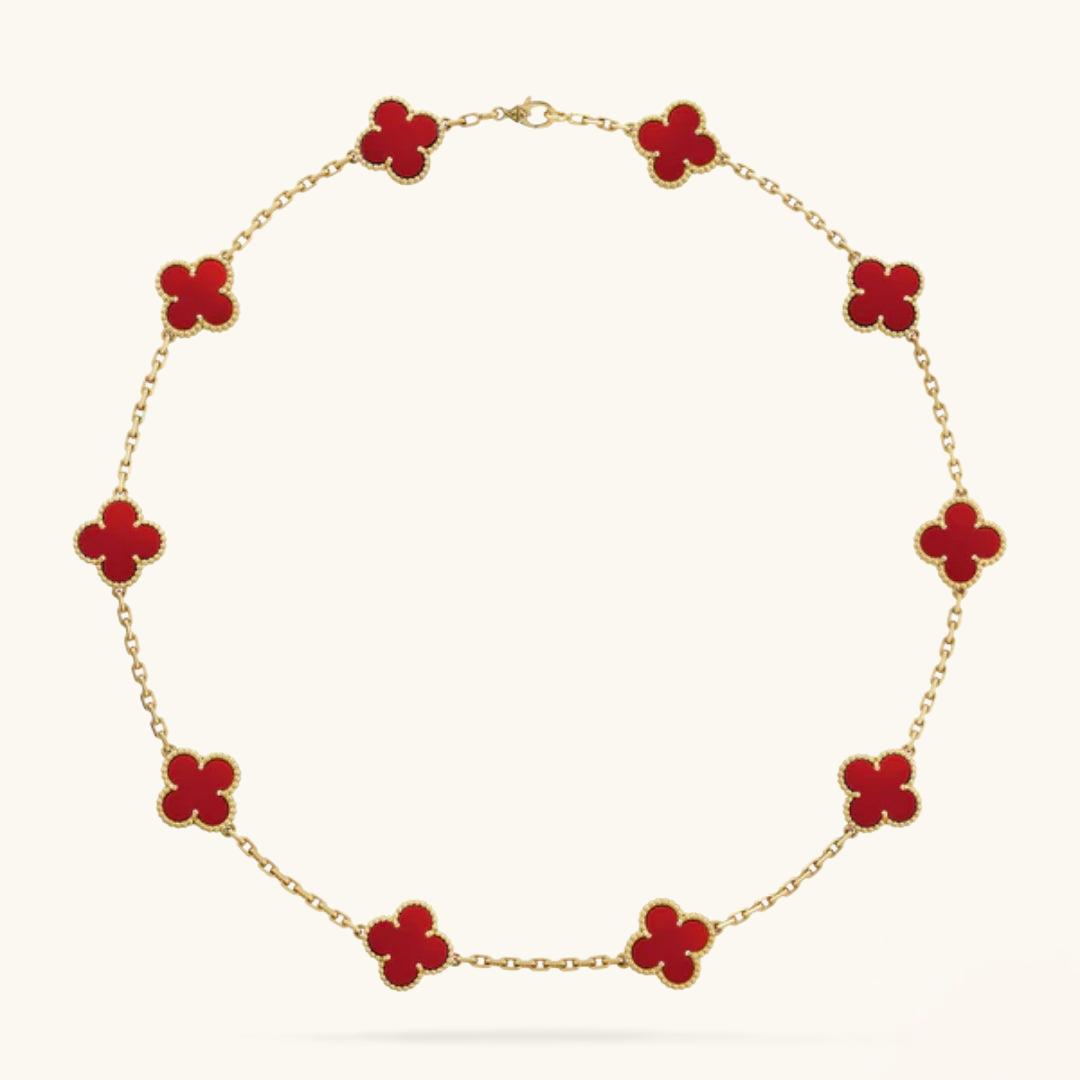 CLOVER | Red Necklace with 10 Motifs