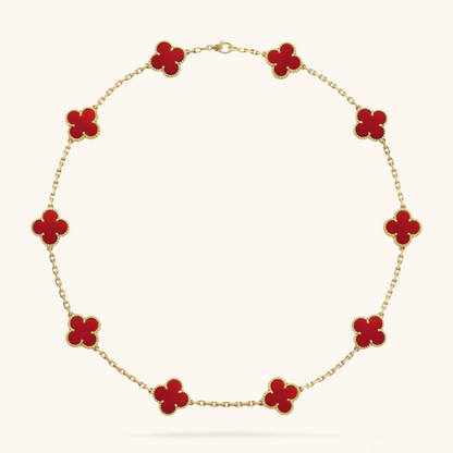 CLOVER | Red Necklace with 10 Motifs