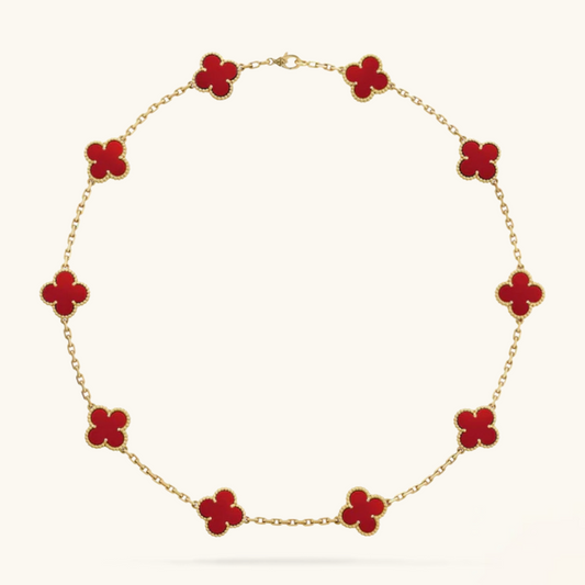 CLOVER | Red Necklace with 10 Motifs