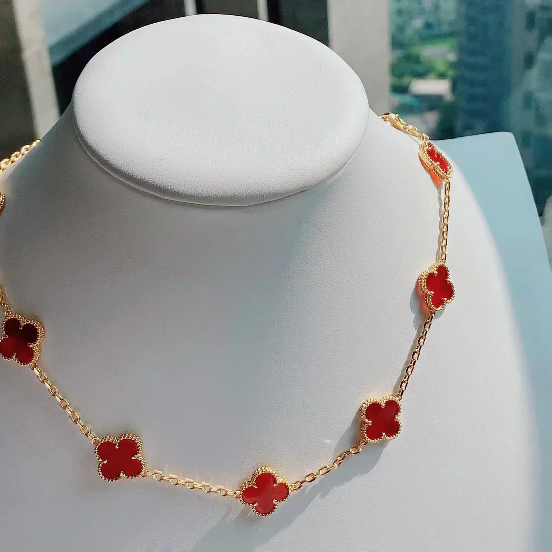 CLOVER | Red Necklace with 10 Motifs