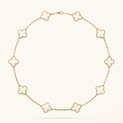 CLOVER | 10-Motif White Necklace - Sleek & Elegant