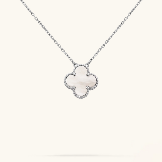 CLOVER White and Silver Necklace