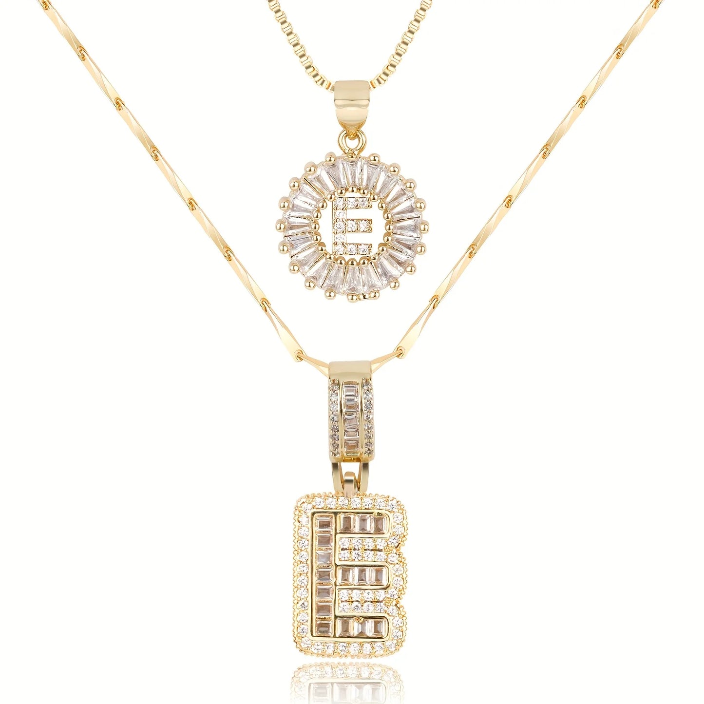 2pc 14k Diamond Letter Initial Necklaces