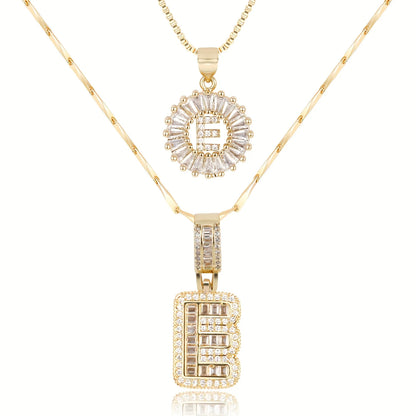 2pc 14k Diamond Letter Initial Necklaces
