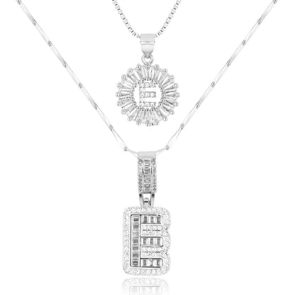 2pc 14k Diamond Letter Initial Necklaces