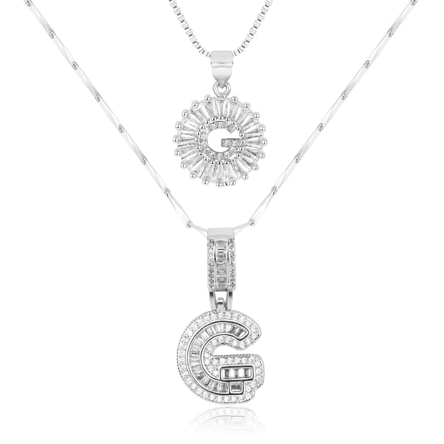 2pc 14k Diamond Letter Initial Necklaces