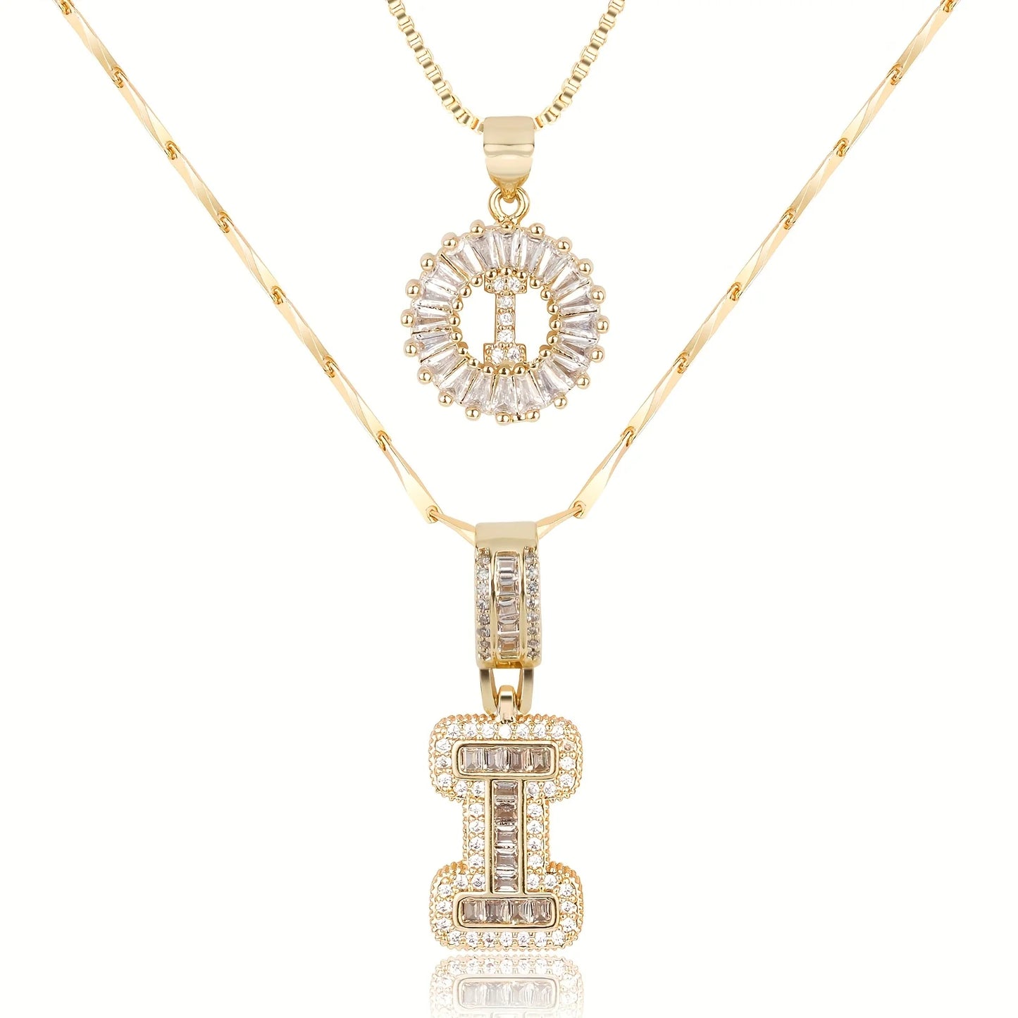 2pc 14k Diamond Letter Initial Necklaces