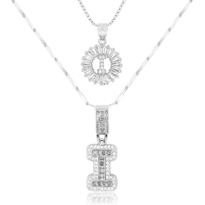 2pc 14k Diamond Letter Initial Necklaces