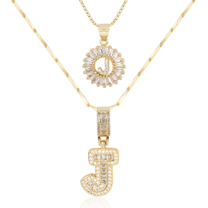 2pc 14k Diamond Letter Initial Necklaces