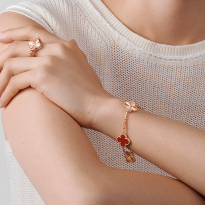 CLOVER | Exquisite Red Rose Gold Guilloché Bracelet