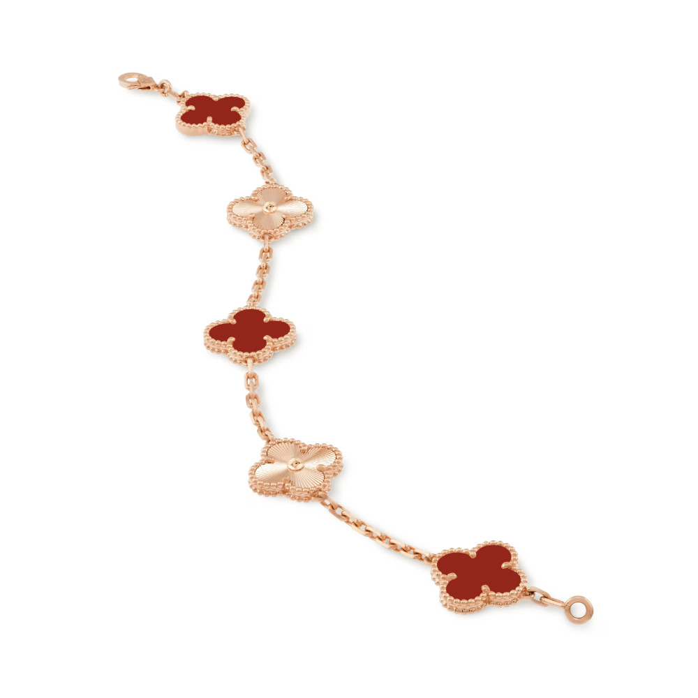 CLOVER | Exquisite Red Rose Gold Guilloché Bracelet