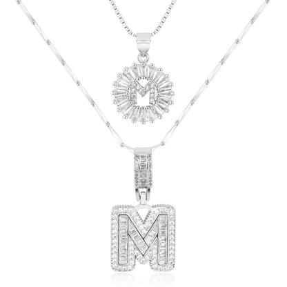 2pc 14k Diamond Letter Initial Necklaces