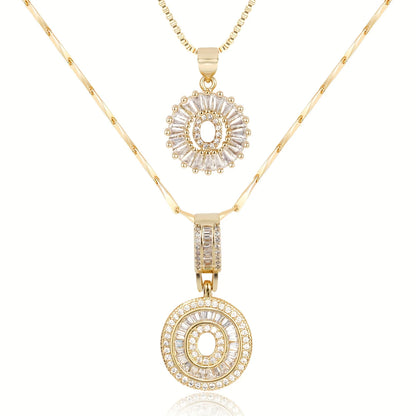 2pc 14k Diamond Letter Initial Necklaces