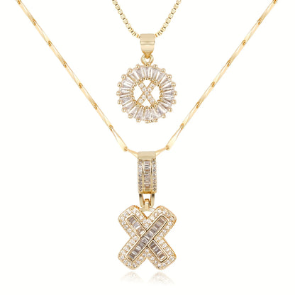 2pc 14k Diamond Letter Initial Necklaces